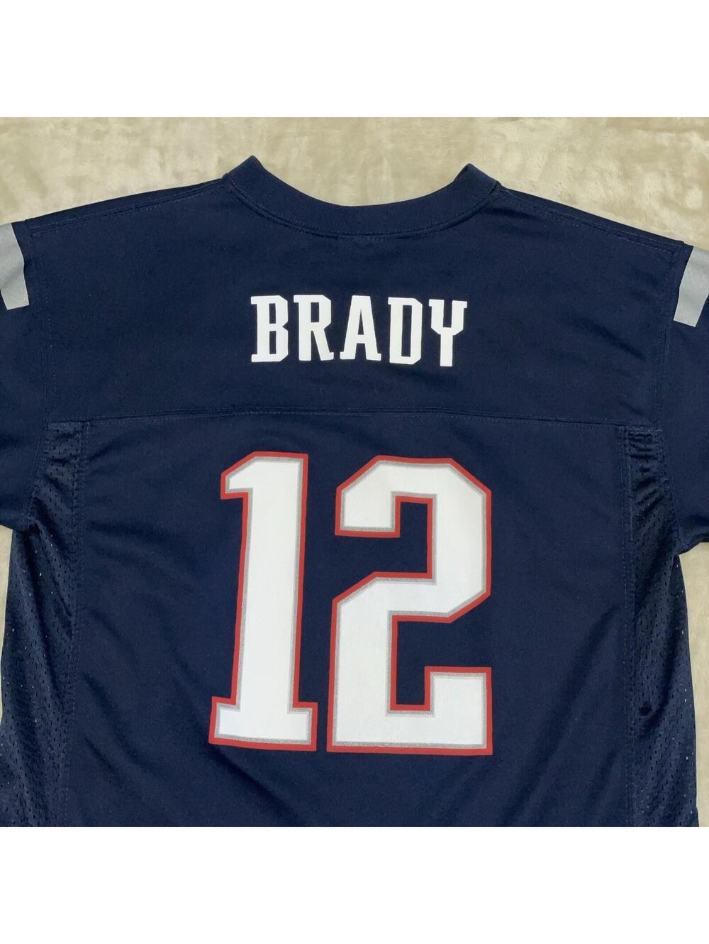 NFL Team Apparel New England Patriots Tom Brady #12 Home Jersey Youth Size L